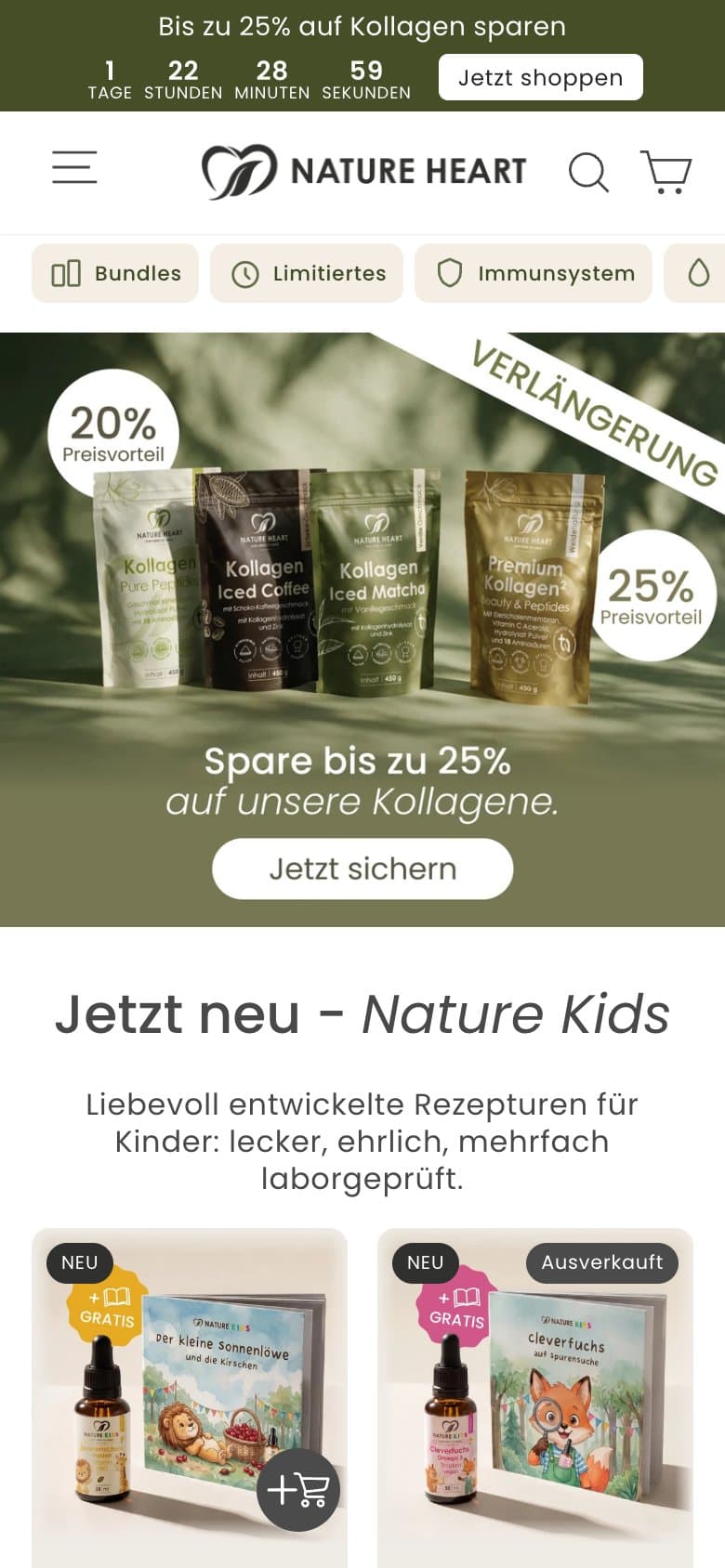 Startseite von Nature Heart auf dem Smartphone
